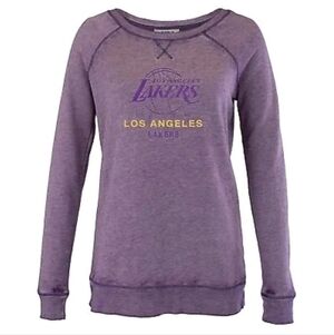🔥NBA Los Angeles Lakers LA Burnout Retro Fleece Sweatshirt Purple NWT